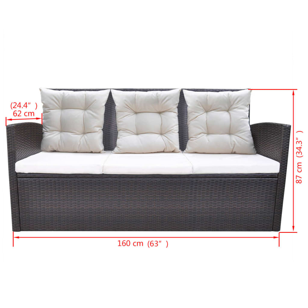 6 Piece Patio Dining Set with Cushions Poly Rattan Brown