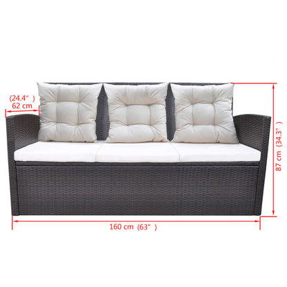 6 Piece Patio Dining Set with Cushions Poly Rattan Brown