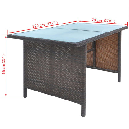 6 Piece Patio Dining Set with Cushions Poly Rattan Brown