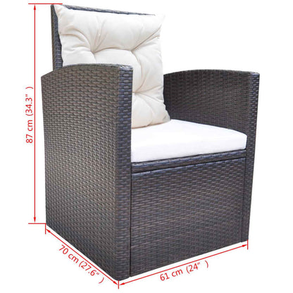 6 Piece Patio Dining Set with Cushions Poly Rattan Brown