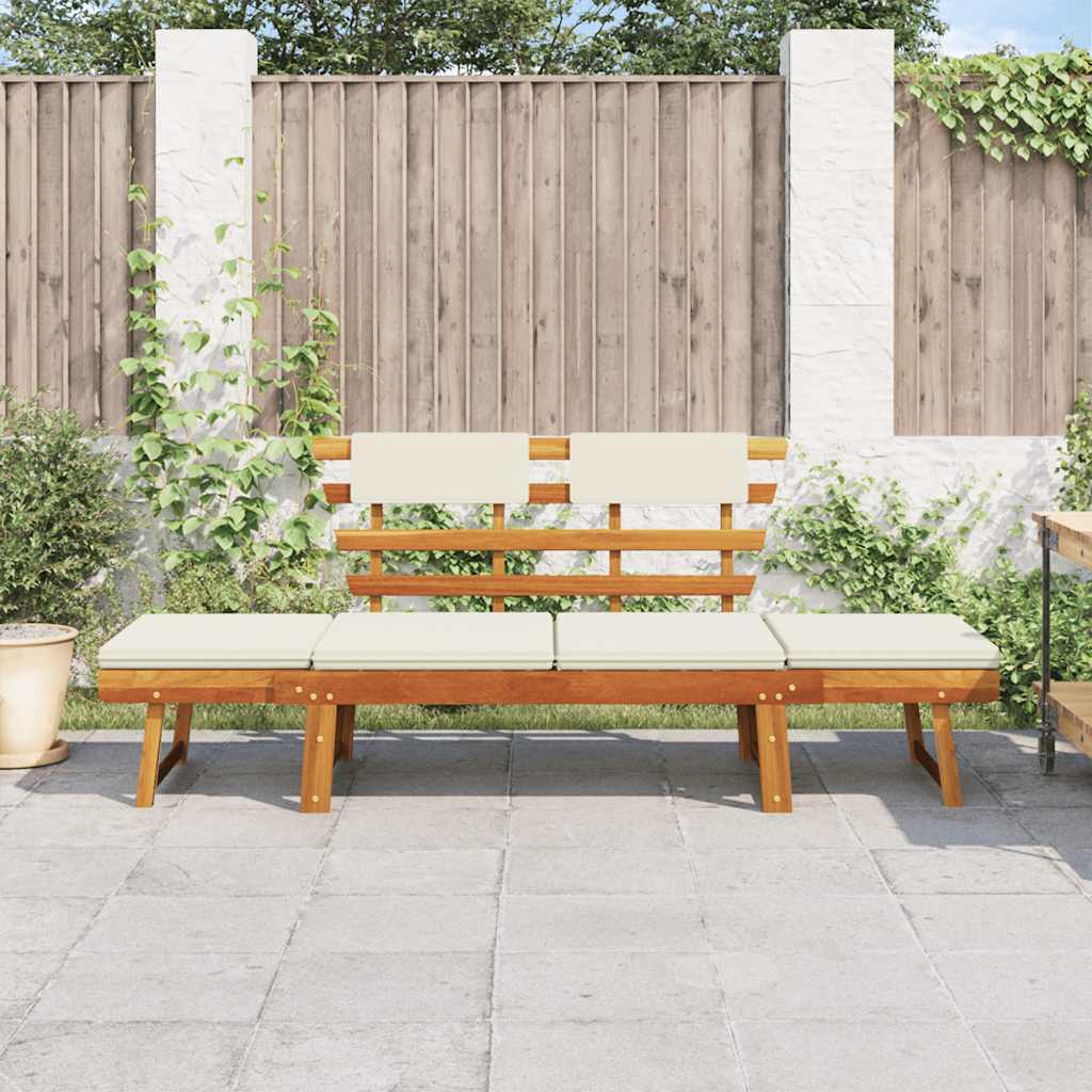 Patio Bench with Cushions 2-in-1 74.8" Solid Acacia Wood