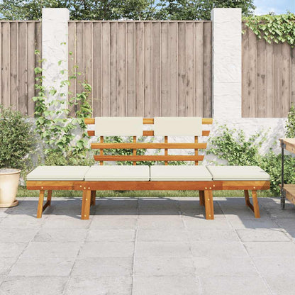 Patio Bench with Cushions 2-in-1 74.8" Solid Acacia Wood