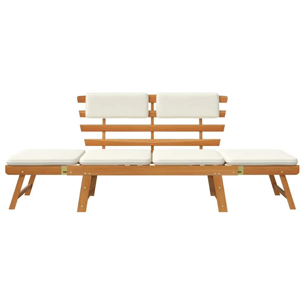 Patio Bench with Cushions 2-in-1 74.8" Solid Acacia Wood