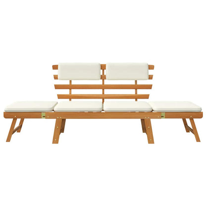 Patio Bench with Cushions 2-in-1 74.8" Solid Acacia Wood