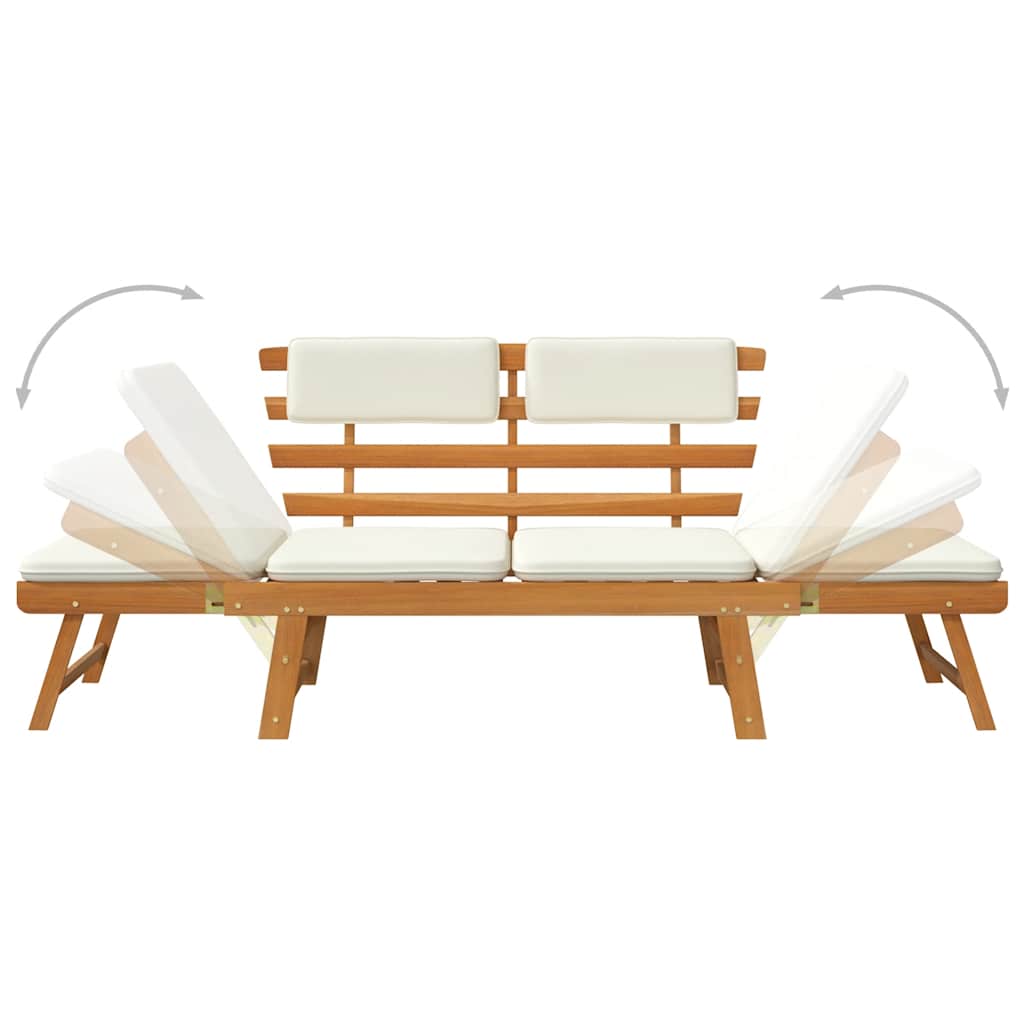 Patio Bench with Cushions 2-in-1 74.8" Solid Acacia Wood