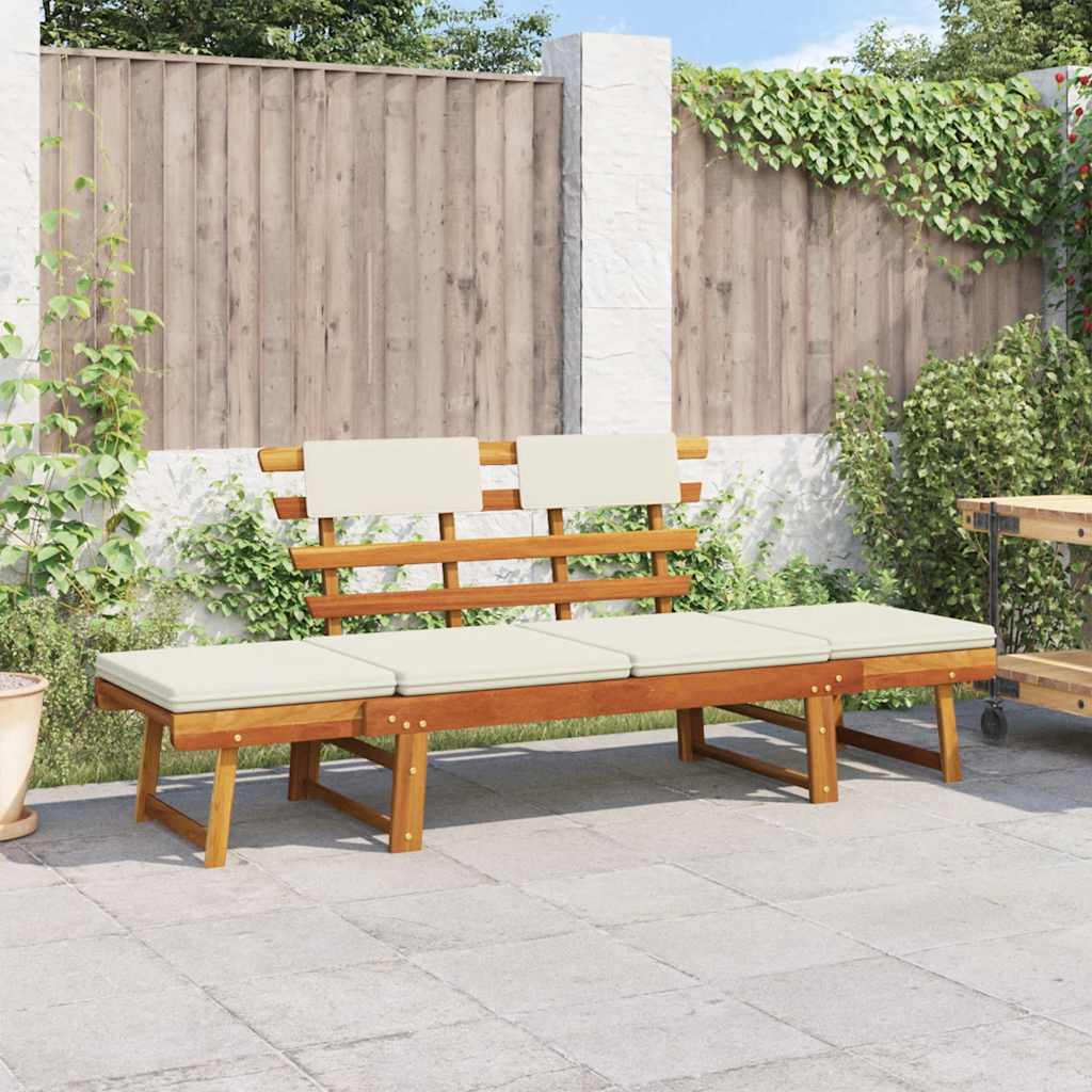 Patio Bench with Cushions 2-in-1 74.8" Solid Acacia Wood