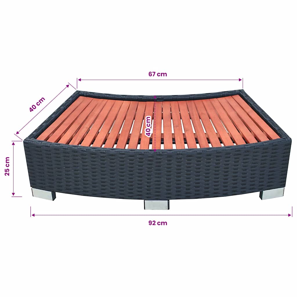 Spa Step Poly Rattan 36.2"x17.7"x9.8" Black