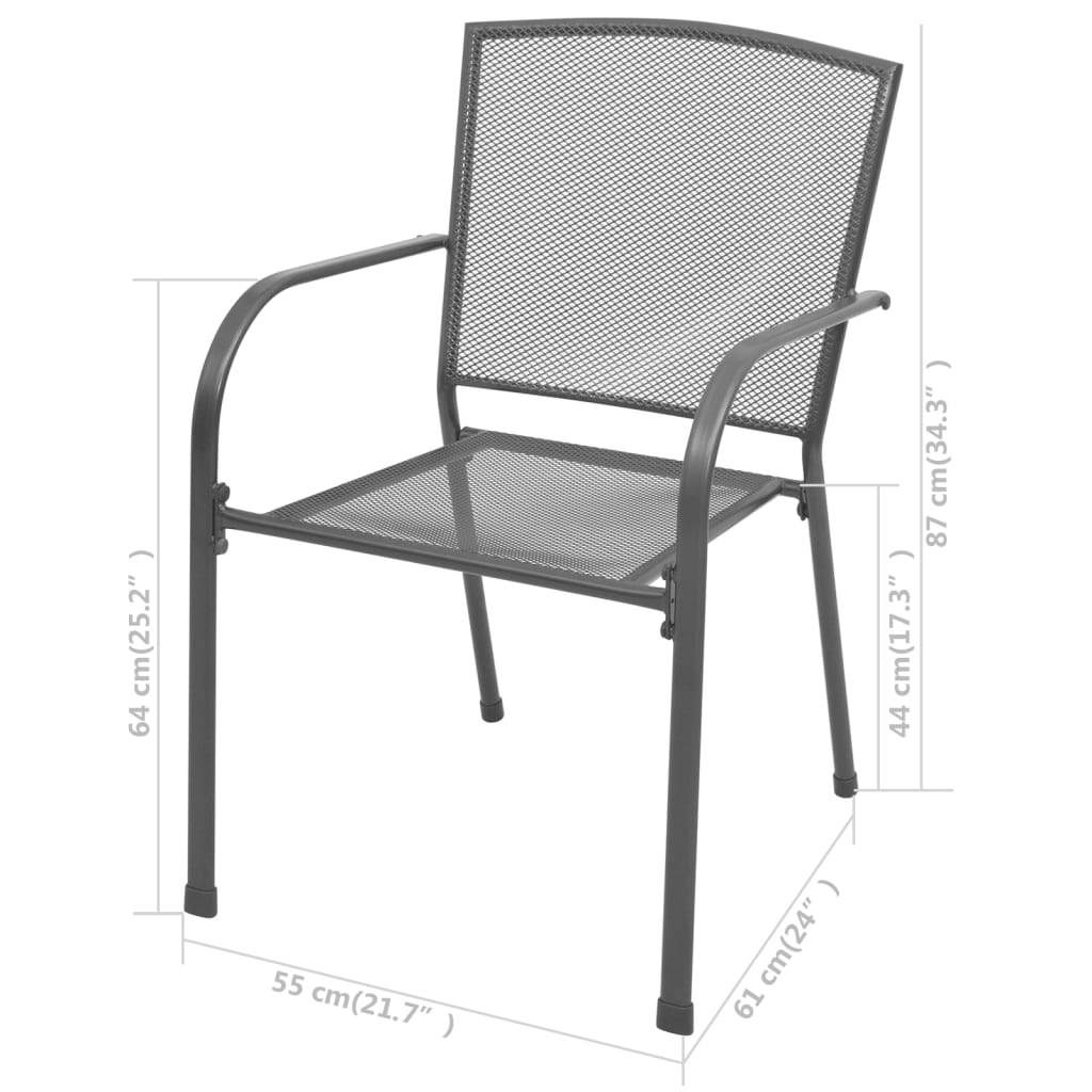 Outdoor Chair | Set of 2 | Anthracite | E-coated, powder-coated steel
