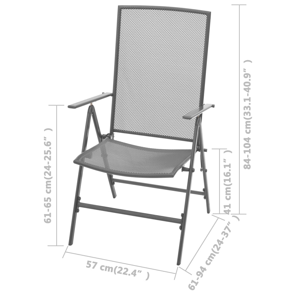 Reclining Chair Set of 2 Anthracite E-coated, powder-coated steel