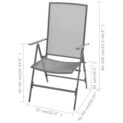 Reclining Chair Set of 2 Anthracite E-coated, powder-coated steel