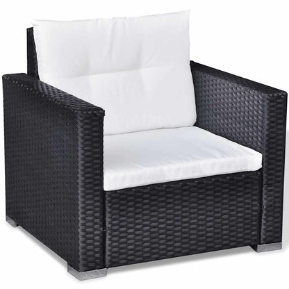 6 Piece Garden Lounge Set with Cushions Poly Rattan Black