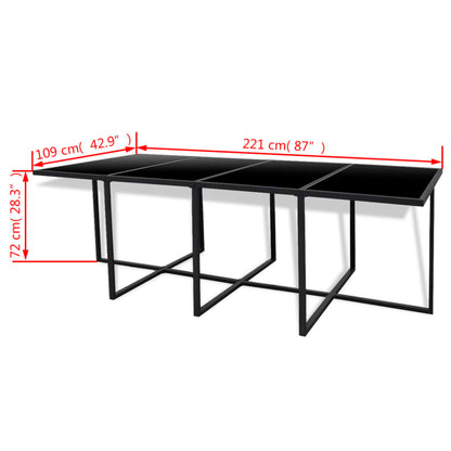13 Piece Patio Dining Set with Cushions Poly Rattan Black