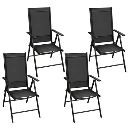5 Piece Patio Dining Set with Folding Chairs Aluminum Black