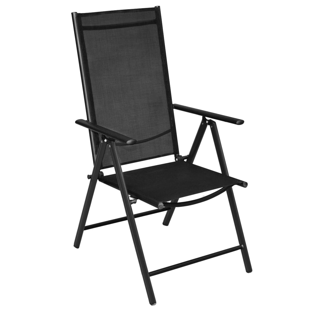 5 Piece Patio Dining Set with Folding Chairs Aluminum Black