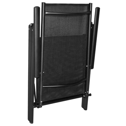5 Piece Patio Dining Set with Folding Chairs Aluminum Black