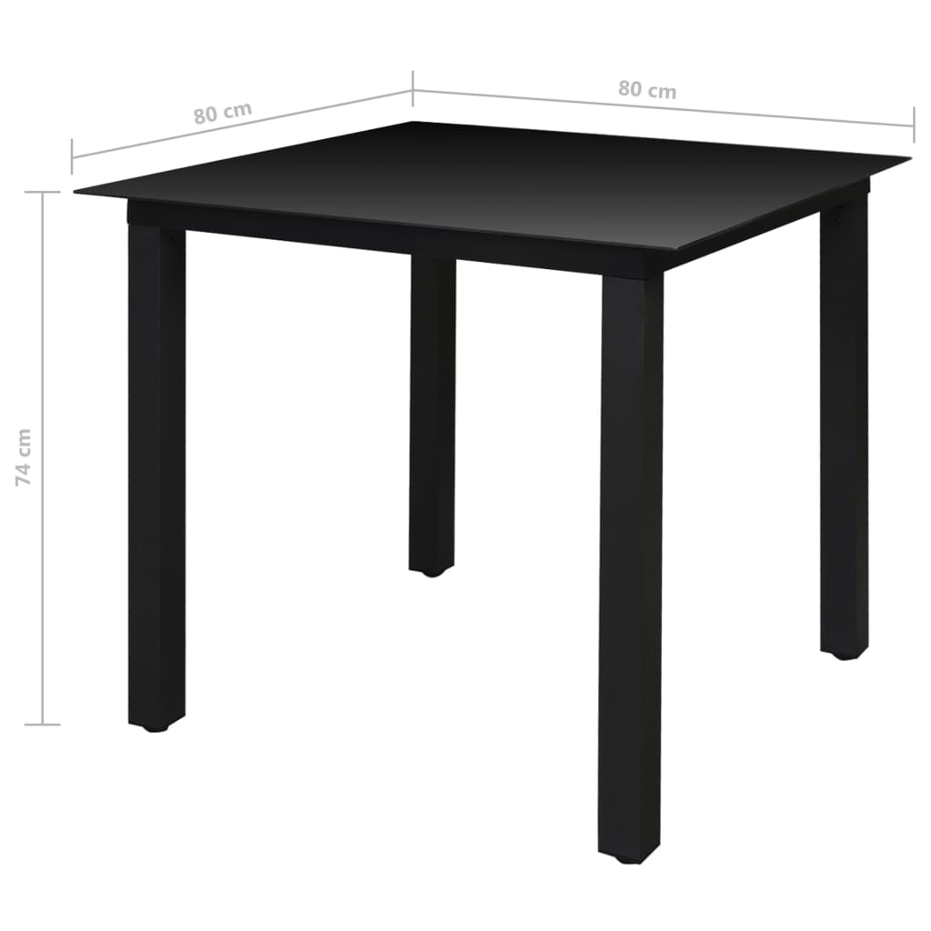5 Piece Patio Dining Set with Folding Chairs Aluminum Black
