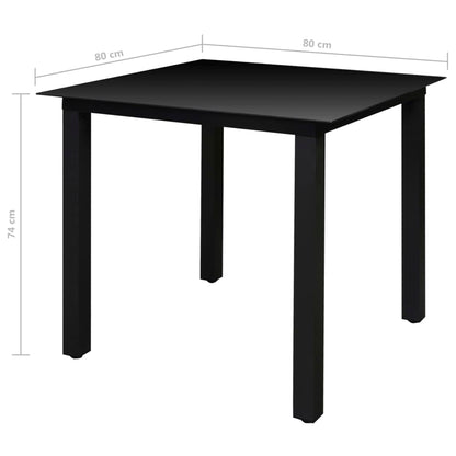 5 Piece Patio Dining Set with Folding Chairs Aluminum Black