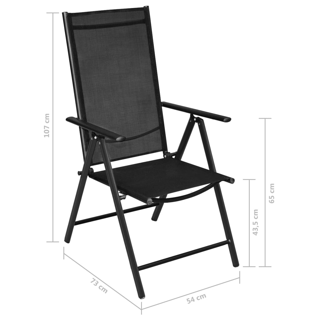 5 Piece Patio Dining Set with Folding Chairs Aluminum Black