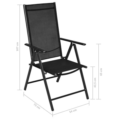 5 Piece Patio Dining Set with Folding Chairs Aluminum Black