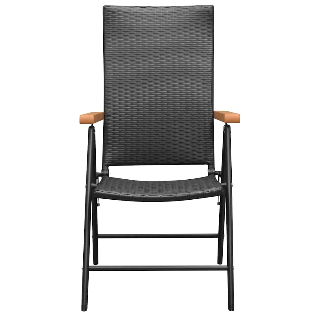 Garden Chair | Set of 2 | Black | PE Rattan | Standard | Foldable