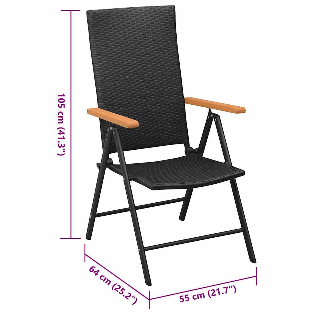 Garden Chair | Set of 2 | Black | PE Rattan | Standard | Foldable