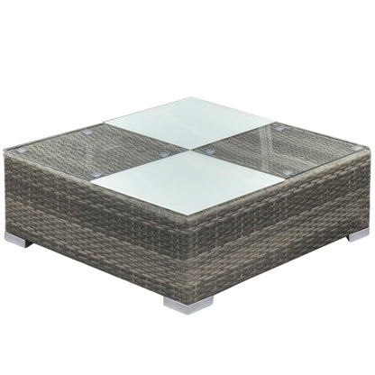 5 Piece Patio Lounge Set with Cushions Poly Rattan Gray
