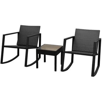 Patio Furniture | Black | Powder-coated steel, PE rattan, Glass | Medium