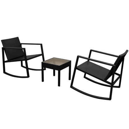 Patio Furniture | Black | Powder-coated steel, PE rattan, Glass | Medium