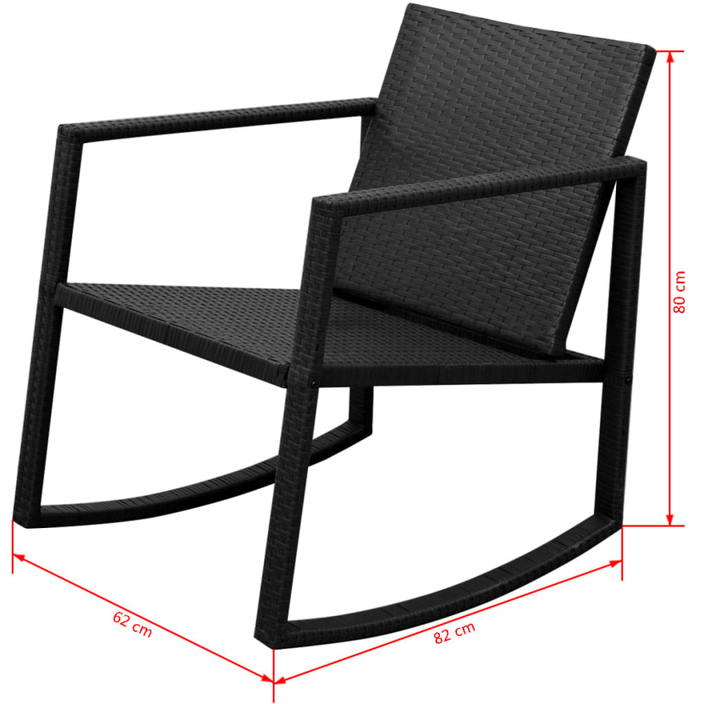 Patio Furniture | Black | Powder-coated steel, PE rattan, Glass | Medium