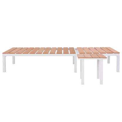 Sun Lounger with Table Aluminum WPC and Brown