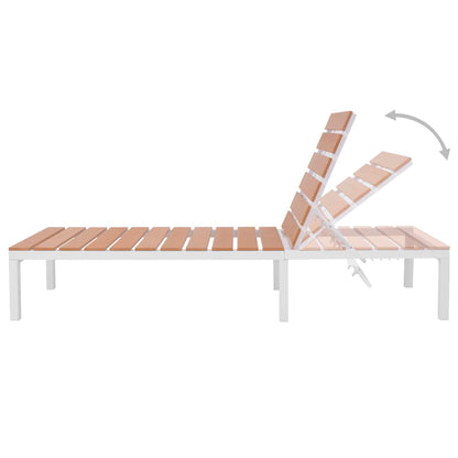 Sun Lounger with Table Aluminum WPC and Brown