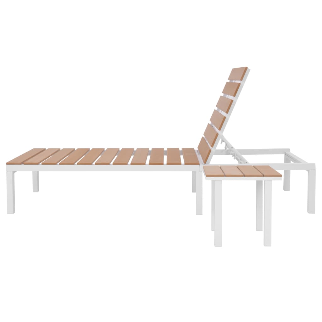 Sun Lounger with Table Aluminum WPC and Brown