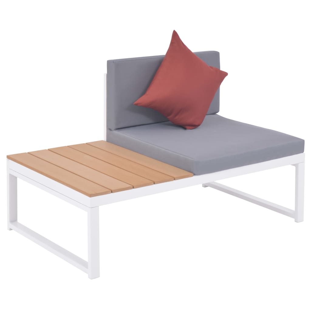 5 Piece Patio Lounge Set with Cushions Aluminum and WPC