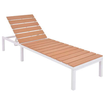 5 Piece Patio Lounge Set with Cushions Aluminum and WPC