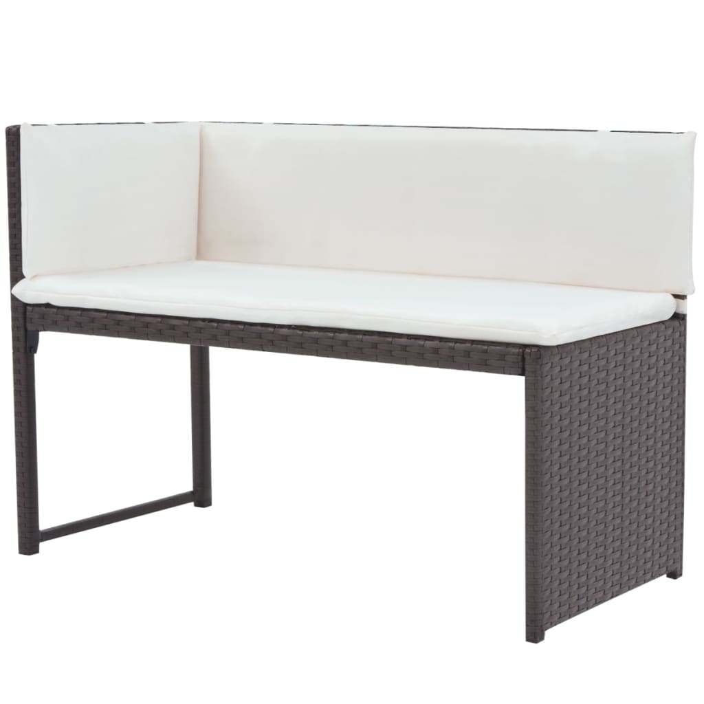 5 Piece Patio Dining Set Steel Poly Rattan Brown