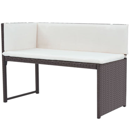 5 Piece Patio Dining Set Steel Poly Rattan Brown