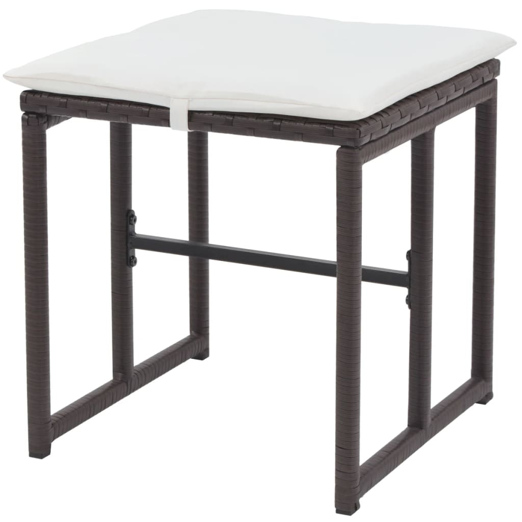 5 Piece Patio Dining Set Steel Poly Rattan Brown