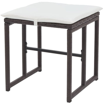 5 Piece Patio Dining Set Steel Poly Rattan Brown