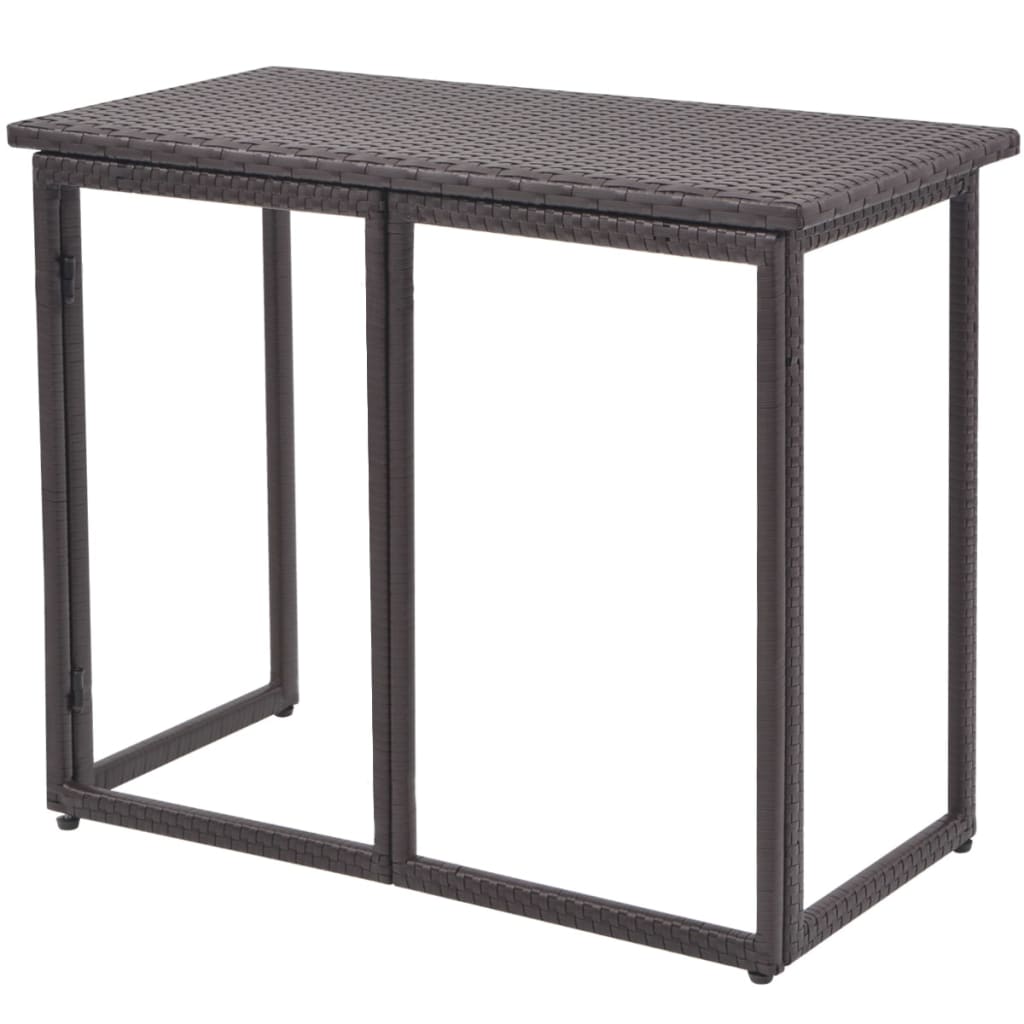 5 Piece Patio Dining Set Steel Poly Rattan Brown