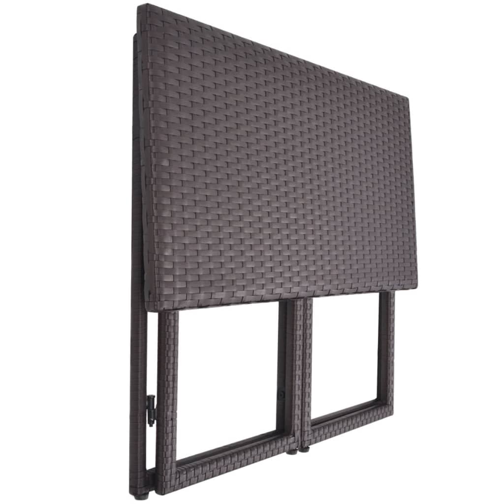 5 Piece Patio Dining Set Steel Poly Rattan Brown
