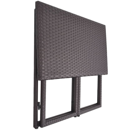5 Piece Patio Dining Set Steel Poly Rattan Brown