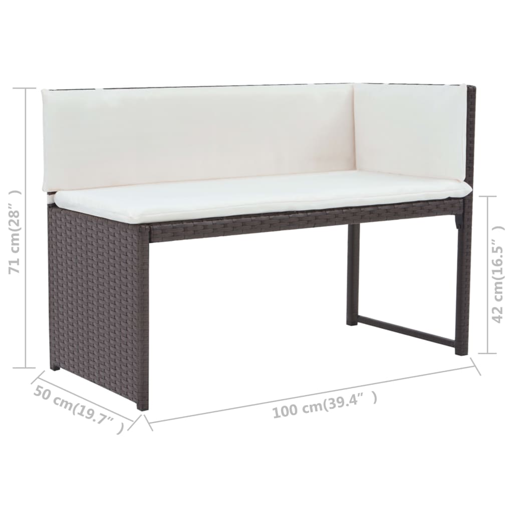 5 Piece Patio Dining Set Steel Poly Rattan Brown