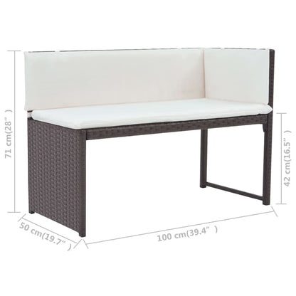 5 Piece Patio Dining Set Steel Poly Rattan Brown