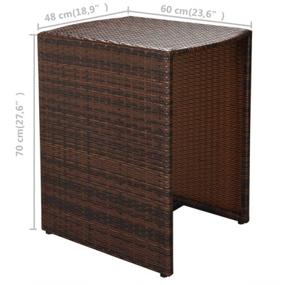 3 Piece Bistro Set with Cushions Poly Rattan Brown