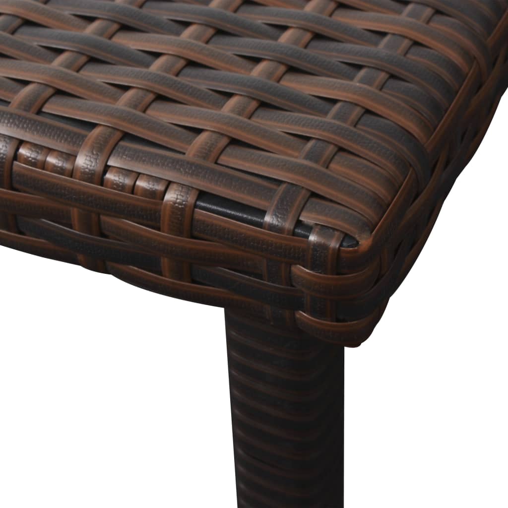 Sun Lounger with Cushion & Table Poly Rattan Brown