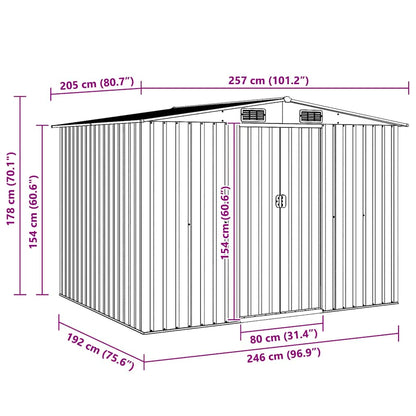 Garden Storage Shed Grey Metal 257x205x178 cm