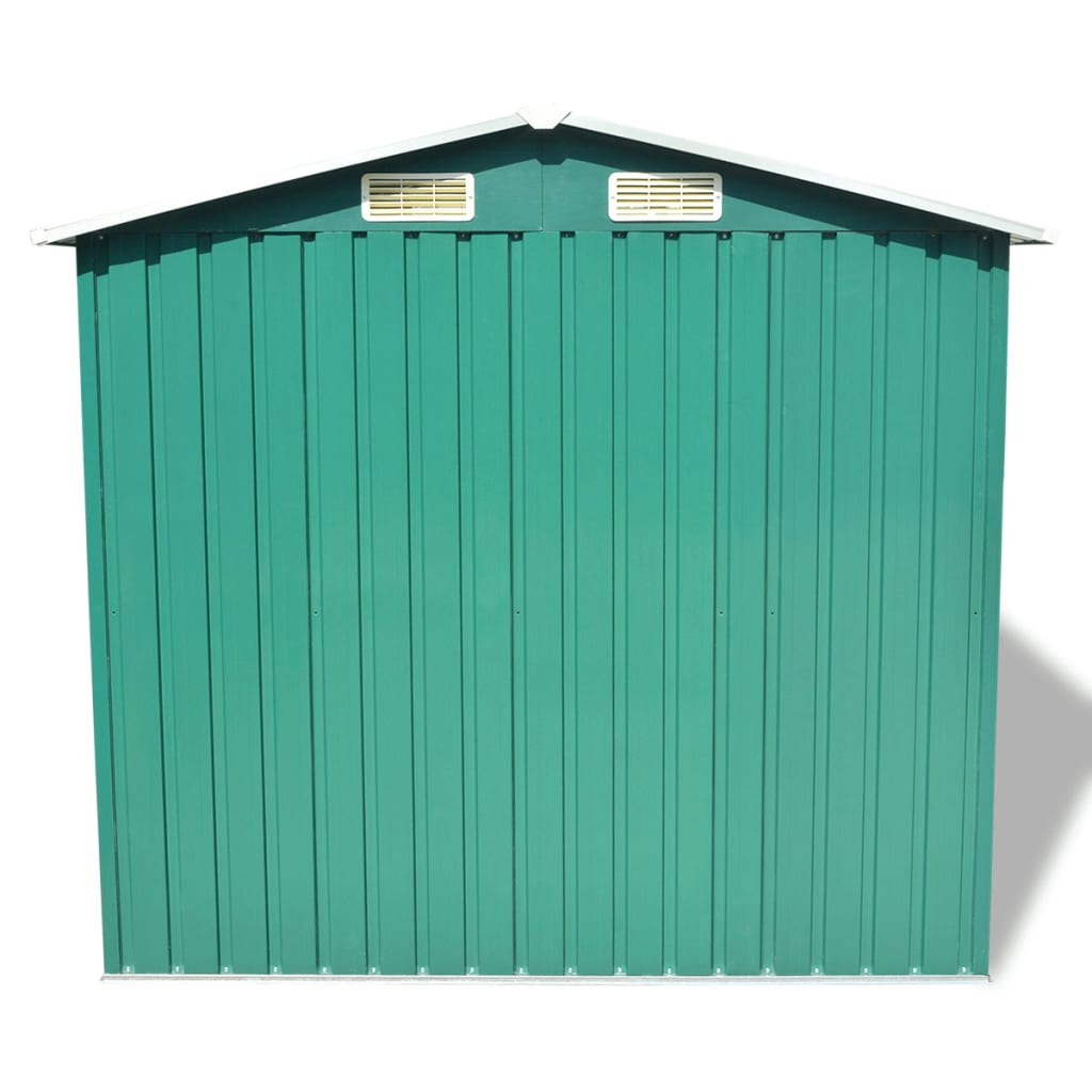 Garden Storage Shed Green Metal 204x132x186 cm