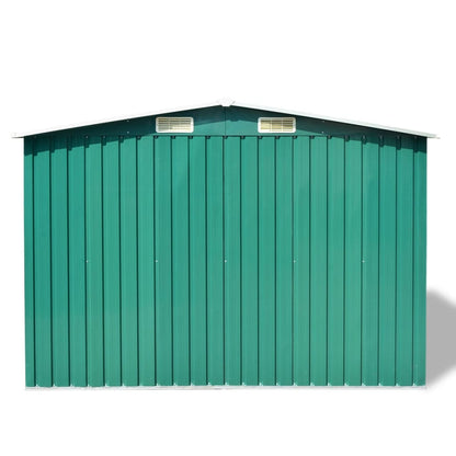 Garden Storage Shed Green Metal 257x205x178 cm