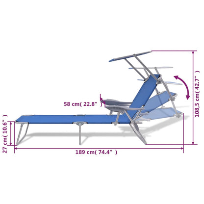 Sun Lounger Steel Blue Powder-coated steel frame, Polyester fabric