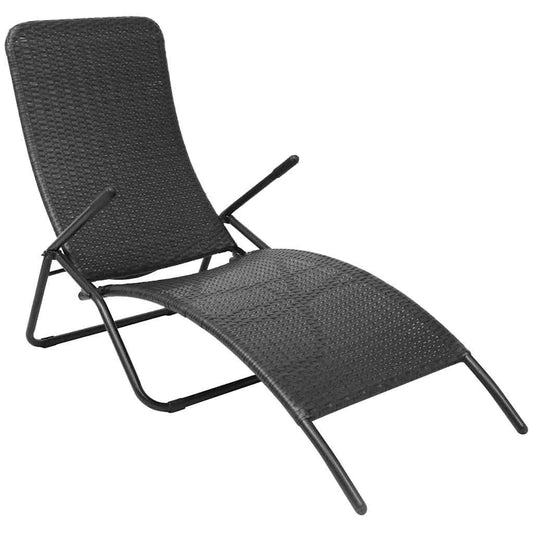 42946 vidaXL Folding Sun Lounger Poly Rattan Black